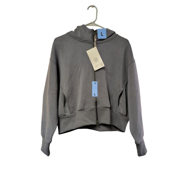members Mark Tops - Womens Sandwash Fleece Top Full Zip Hoodie Gray Multiple Sizes